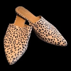Cheetah slip on mule flat